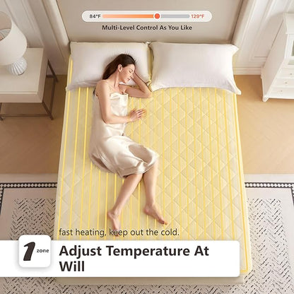 Wapaneus Diamond Qquilted Heated Mattress Pad Full Size 10 Heat Settings with 1-12 Hours Timer Auto Off,Deep Pocket Fits up to 18",Microfiber Bed Warmer,ETL Listed Machine Washable,54"x75"
