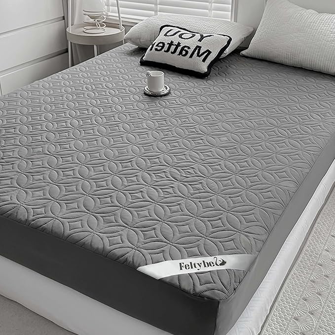 FELTYBED Cal King Size 72"x84" Waterproof Mattress Protector, Soft Bed Grey Mattress Cover Cal King, Breathable Mattress Pad Cover with Deep Pocket 6"- 15", Noiseless Washable