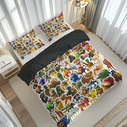 Italian Brainrot Bedding Duvet Cover Set,Funny Fusion AnimalsTwin Full Queen King Comforter Cover Bedding Set for Kids Boys Bed Decor Gifts ﻿ (Color 20,Full (80" x 90"))
