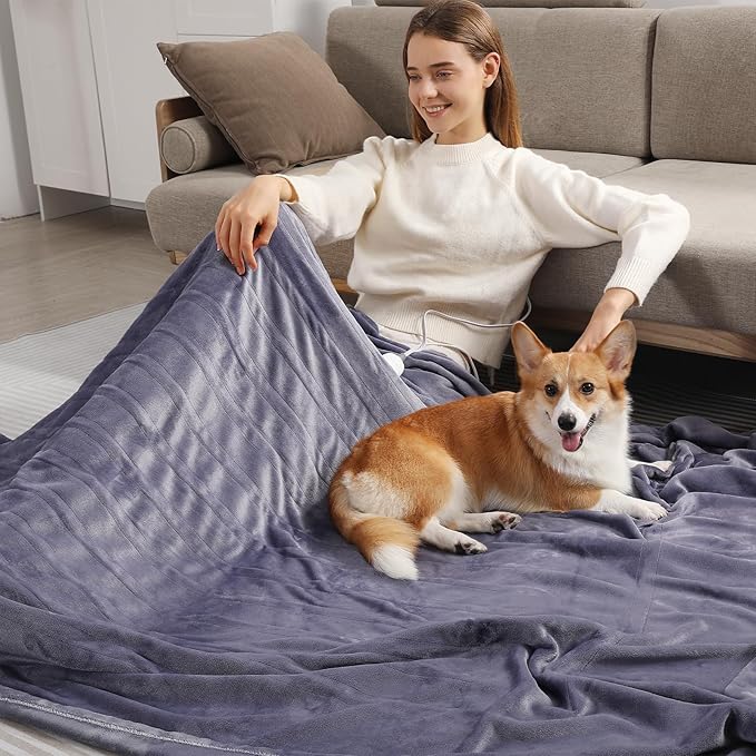 Electric Blanket Full Size Heated Blanket 72''X84'', Purple Heating Blanket Ultra Warm Flannel Electric Heating Blanket with 5 Heat Settings & 10 Hours Auto-Off, Ideal for Grandma Gifts(Lavender)