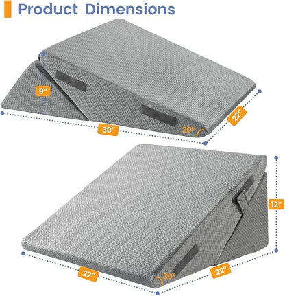 Sasttie Wedge Pillow for After Surgery, Adjustable Bed Wedge Pillow Headboard for Acid Reflux, Sleeping, Neck & Back Support, with Removable Cover, Dark Grey