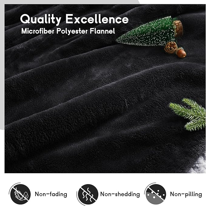 Heated Blanket Electric Throw 50''x60'', 3 Hour Auto Shut-Off 5 Heating Levels Small Warm Soft Flannel Electric Blanket Machine Washable - Black