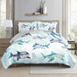 Ocean Blue Shark Quilts Bedding Set Queen Size for Boys Girls Adult 3Pcs Shark Starfish Quilt Bed Set All Season Seaweed Bedspreads Coverlet with 1 Quilt and 2 Pillowcases for Room Decor