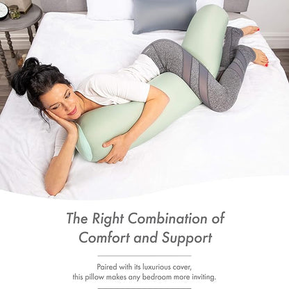 Case Only - Body Pillow Cover Stylish Silky Super Soft - 85% Spandex/ 15% Nylon, Beauty - Anti Wrinkle, Anti Aging Prevention - Breathable Pillowcase Design - Gentle on Hair Size 48 X 8, Cadet Grey