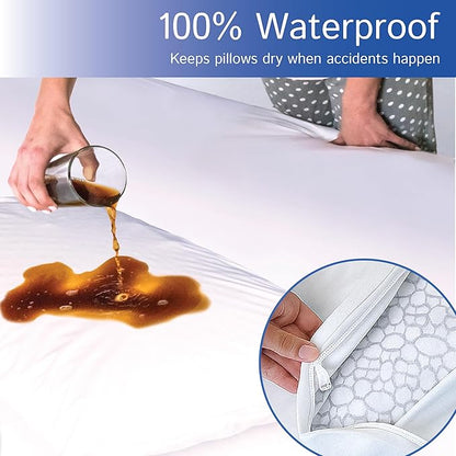 Body Size Pillow Protector 21" W x 55" L – Waterproof Zippered Pillow Cover Hypoallergenic Dust Proof Pillowcase Encasement