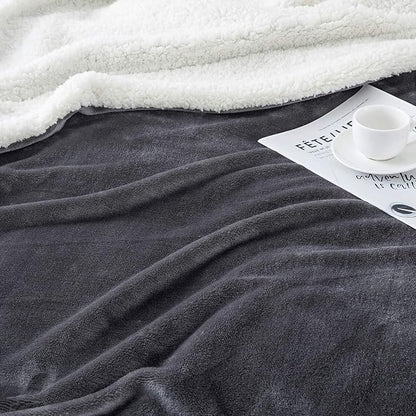 IR Imperial Rooms Grey Sherpa Fleece Throw Blanket for Bed - Wholesale Bulk Pack of 16 Sherpa Blankets - Soft Fluffy Throw Blankets for Hotels, Guest Bedroom, 50x60 Inches