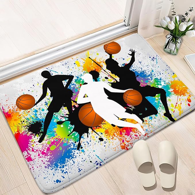 Basketball Rug for Boys Bedroom - Sports Rug for Boys Bedroom Kids Carpet, Basketball Carpet for Playroom Living Room Floor Mats Indoor Outdoor, 2x3 Feet