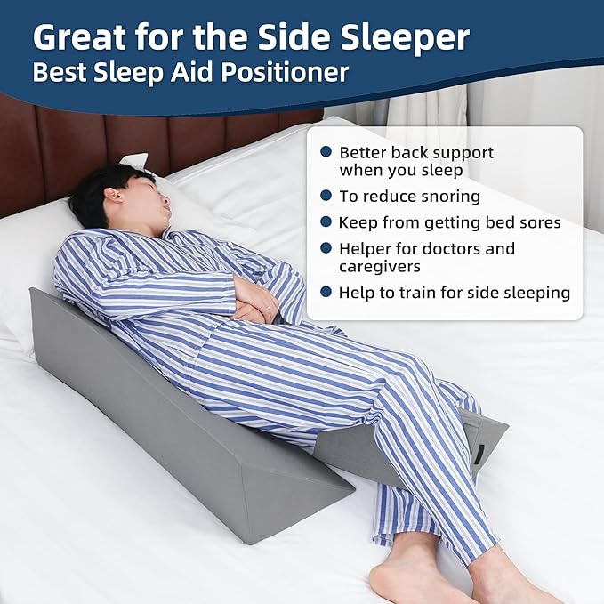 TYYIHUA 34" Wedge Pillow for Side Sleeping,Training for Side Sleeping with Detachable Small Wedge Pillow,Positioning Wedge for Side Sleeper,Back Support,Reducing Snoring,Preventing Bedsores