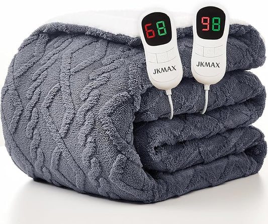 Heated Electric Blanket King Size-100"x90" Heating Blanket with 10 Heating Levels & 5 Time Settings Over-Heat Protection，Winter Warmer for Adults with ETL Certification（Grey）