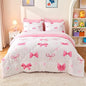 Wajade 7 Piece Pink Bow Bedding Set for Girls Kids Twin Size Comforter Set with Sheet and 2 Pillowcases 2 Pillow Shams Cute Girls Bed in a Bag as Birthday Choice
