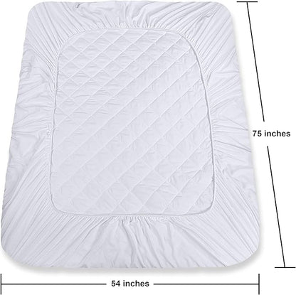 Utopia Bedding Quilted Fitted Mattress Pad, Full Size, Elastic Fitted Mattress Topper Protector and Cover with Deep Pocket Stretches up to 16 Inches, Machine Washable (White)