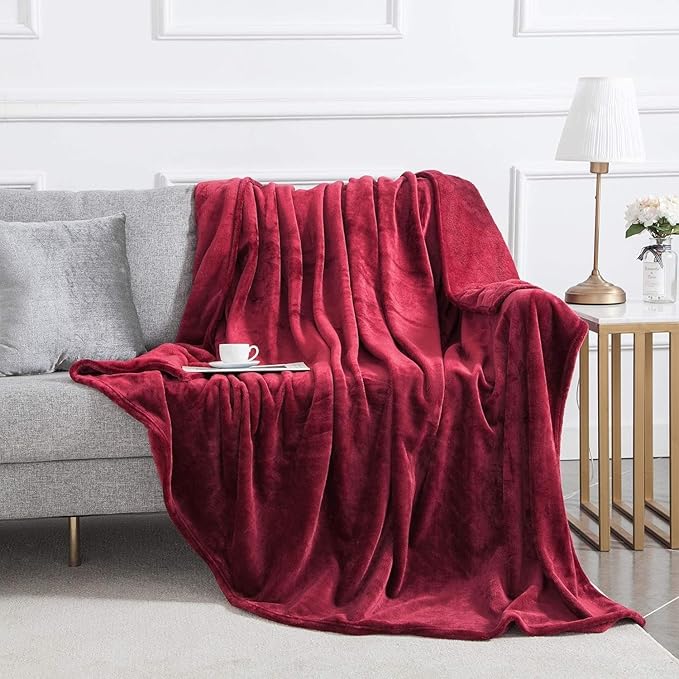 IR Imperial Rooms Fleece Blankets Queen Size 90x90 Inches- 8 Pack - Super Soft Fluffy Throw Blanket for Sofa and Bed - Warm and Cozy Lightweight 400 GSM Microfiber Bed Throws Blankets (Burgundy)