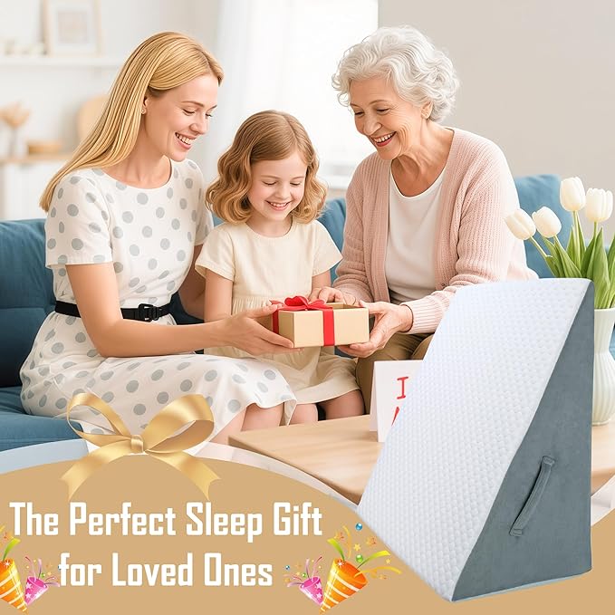 Bed Wedge Pillow for Sleeping, Adjustable Wedge Pillow Set for After Surgery, Elevated Triangle Pillow for Acid Reflux and Back Pain Relief, Post Surgery, Snoring, Back Suppor (White/Gray-02)