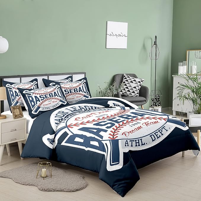 Bodhi Sports Comforter for Boys,Baseball Comforter Set Twin,Boys Comforter Set Twin Size,Baseball Bedding Set for Kids,Teen Comforter Bedding Set Twin with Pillowcases