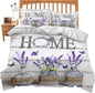 Lavender Theme 3 Pieces Duvet Cover Comforter Set with 2 Pillowcase King Size Purple Flower Bed Sheet Quilt Bedroom Bedding for Lover Kids