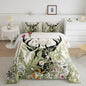 Feelyou Deer Antler Comforter Set Farmhouse Wild Deer Bedding Bed Set for Kids Boys Girls Rustic Decor Retro Wild Animal Comforter Wildflower Quilt with 1 Pillowcase 2Pcs Bedding Twin Boys