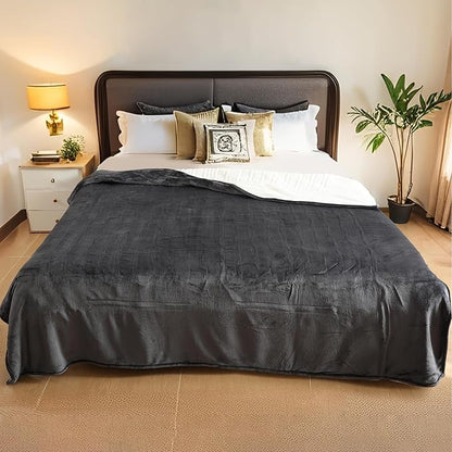 Electric Heated Blanket Queen Size - 84"x90", Soft Flannel Heating Blanket, 10 Heating Levels, 1-12 H Auto Shut Off, Dual Controllers, Breathable Warm and Washable for Bed, Dark Grey