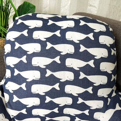 Bohemian Printed Reading Pillow with Support Arms Soft Bed Rest Pillows Back Support Cushion for Kids Reading Watching TV Sitting Up in Bed (20"×15"×8",Whale)