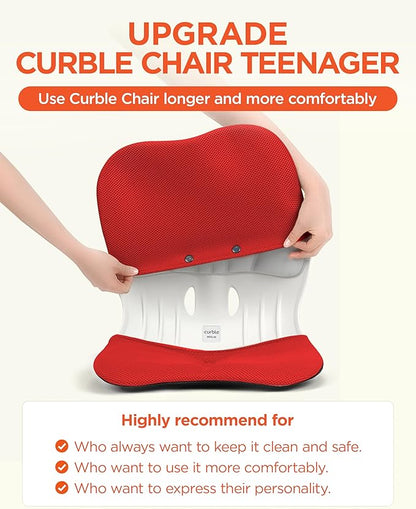 curble Wider Cover, for Wider Chair, Ergonomic Chair Back Support and Lumbar Support (Cover Red)