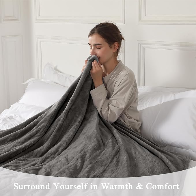 Electric Blanket Heated Blanket Full Size, Super Soft Cozy Upgraded Flannel Heating Blanket with 6 Heating Levels & 1-10 Hours Auto Off, ETL & FCC Certification, 72" x 84", Silver Gray