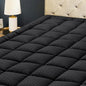 HYLEORY California King Mattress Pad Quilted Fitted Mattress Protector Cooling Pillow Top Mattress Cover Breathable Fluffy Soft Mattress Topper with 8-21" Deep Pocket, Black
