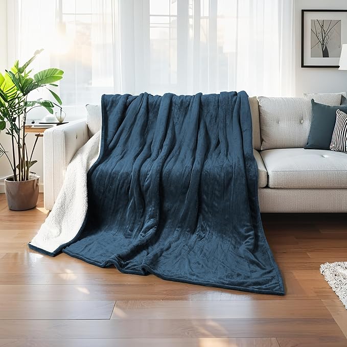 Electric Blanket Twin Size 62" x 84" Thickened Flannel and Sherpa Heated Blanket,10 Hours Timer Auto-Off,5 Heating Levels,for Bedroom Office Couch,Dark Green
