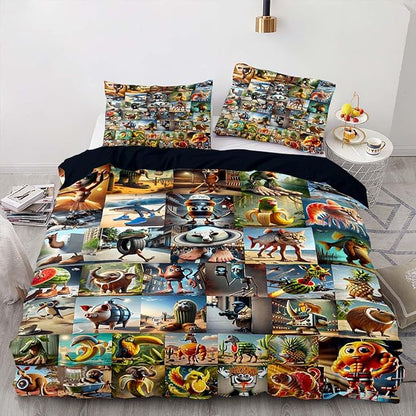 Italian Brainrot Bedding Duvet Cover Set,Funny Fusion AnimalsTwin Full Queen King Comforter Cover Bedding Set for Kids Boys Bed Decor Gifts ﻿ (Color 6,Twin (68" x 90"))