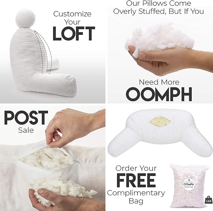 Husband Pillow XXL Ultra Rare Baby Chinchilla Backrest, Two-Tone Reversible Double Sided Fabulous Faux Fur Reading & Bed Rest Pillow with Arms & Neck Roll, Adjustable Memory Foam - Extremely Comfy