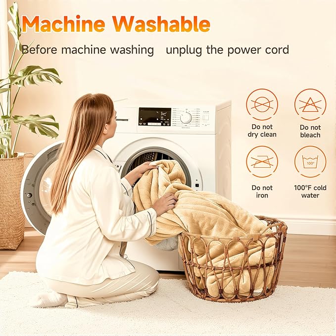 Heated Throw Blanket Electric Blanket 50"x60" Fast Heating Electric Blanket with 5 Heat Levels & 4 Hours Auto-Off Overheat Protection Cozy Soft Flannel Heated Throw Blanket