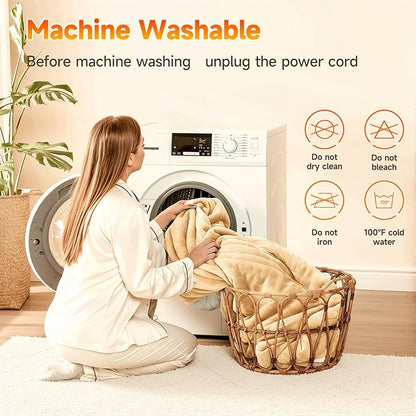 Heated Throw Blanket Electric Blanket 50"x60" Fast Heating Electric Blanket with 5 Heat Levels & 4 Hours Auto-Off Overheat Protection Cozy Soft Flannel Heated Throw Blanket
