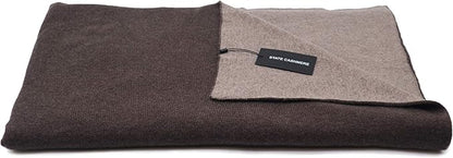 State Cashmere Reversible Throw Blanket - Ultra Soft Accent Blanket for Couch, Sofa & Bed Made with 100% Inner Mongolian Cashmere - Crafted Home Accessories - (Black Coffee/Winter Twig, 60"x50")