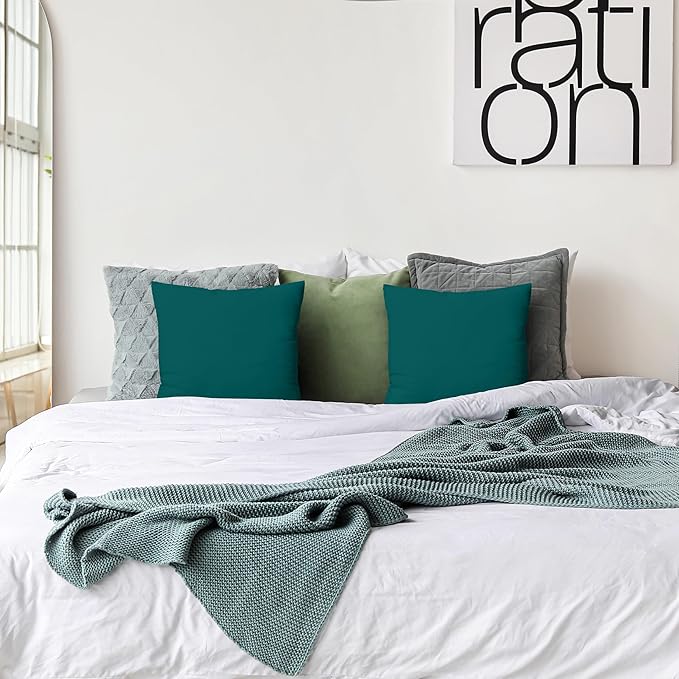Utopia Bedding 18x18 Pillow Inserts, Set of 2, Dark Teal – Indoor Decorative Throw Pillows for Bed, Sofa & Couch – Soft, Supportive & Fluffy Cushion Inserts