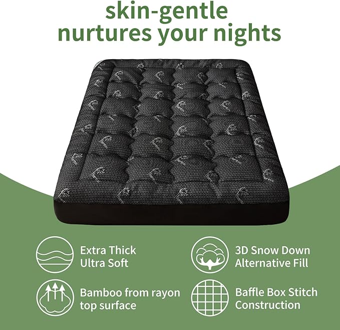 Premium 100% Waterproof Full Mattress Topper, Breathable Mattress Pad, Rayon from Bambo Bed Protector, Deep Pocket Sheet Cover 8"-21"
