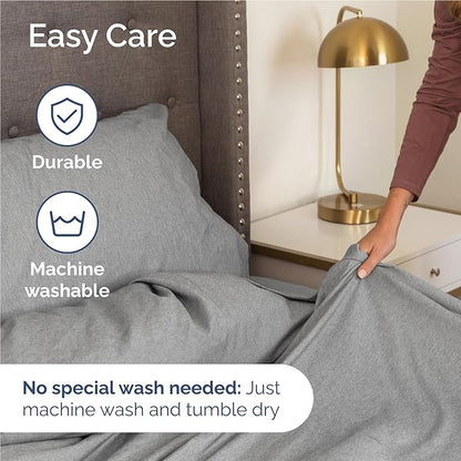 Full 6 Piece Sheet Set - Comfy Breathable & Cooling - Soft Hotel Luxury Bedding Set with 8-16 Inch Deep Pockets - 1 Flat & 1 Fitted Sheet & 4 Pillowcases - Wrinkle Free & Easy Care - Heathered Grey