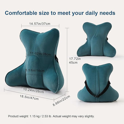 Lumbar Support Pillow – Multi-Functional Ergonomic Back Cushion for Office Chair, Car Seat & Sofa, Reading Pillow with Firm Multi-Zone Support to Relieve Lower Back Pain,Slate Blue