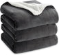 Bedsure GentleSoft Sherpa Fleece Blankets Queen Size for Bed - Thick and Warm Throw for Women and Men, Soft Fuzzy Plush Queen Blanket for Winter, Charcoal, 90x90 Inches
