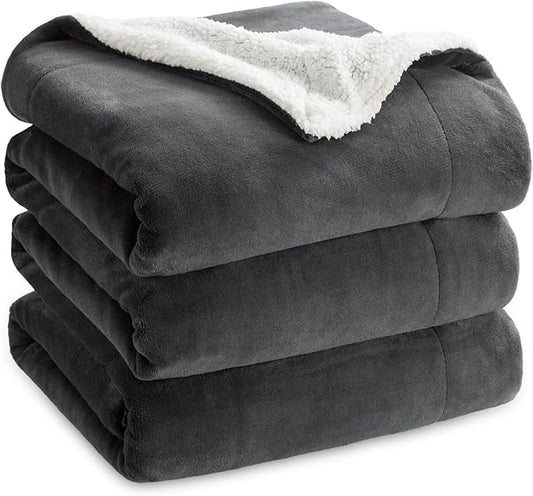 Bedsure GentleSoft Sherpa Fleece Blankets King Size for Bed - Thick and Warm Throw for Women and Men, Soft Fuzzy Plush King Blanket for Winter, Charcoal, 108x90 Inches