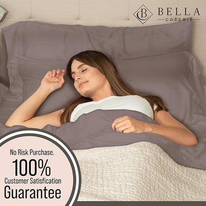 Bella Coterie 6 Piece Luxury Bamboo Viscose Queen Size Sheet Set | 100% Organically Grown | Cooling for Hot Sleepers | 18" Deep Pocket | Soft & Hypoallergenic | 4 Pillowcases [Mocha]