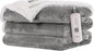 Electric Heated Blanket Flannel & Sherpa 62"x84" Twin Size - 4 Heat Levels 10H Auto Shut Off Fast Heating Cozy and Comfortable Warm Gifts, Machine Washable - Light Gray