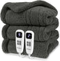 Heated Blanket Electric Blanket Queen - Fast Heating Blanket Throw Dual Control Double Sided Sherpa with 10 Heating Levels & 2-10 Hours Auto Off, Mashine Washable, 84 x 90 Inches, Grey