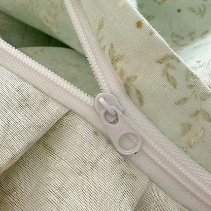BuLuTu Ruffled Lace Duvet Cover Set Queen, Romantic Green Floral Bedding Set 100% Muslin Cotton Coquette Aesthetic Flower Comforter Cover Shabby Chic Cute Duvet Cover with Zipper Closure