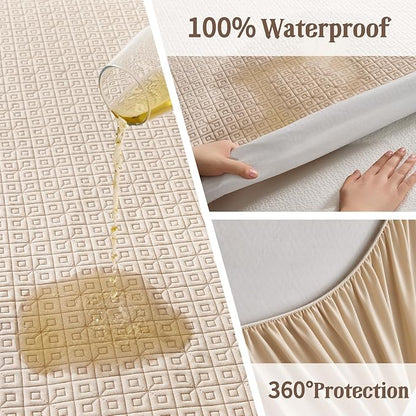 BEDLORE Twin XL Size Mattress Protector, Waterproof Noiseless Mattress Cover with Stretchable Pockets for 6-15 inches Mattress, Soft Breathable Mattress Pad for College Dorm (Beige)