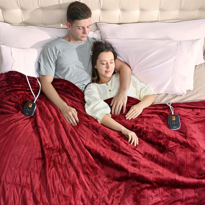 Bearhug Electric Blanket Queen Size 84x90 Inches, Heated Blanket with 10 Heat Settings & 0.5-12H Auto Shut-Off, Machine Washable Heating Blanket, Ultra-Soft Gift Idea for Christmas