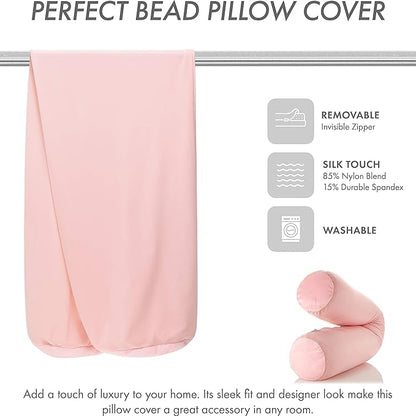 Case Only - Body Pillow Cover Stylish Silky Super Soft - 85% Spandex/ 15% Nylon Blend, Beauty - Breathable Pillowcase - Gentle on Hair Size 48 X 8, Cream Peach