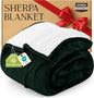 Utopia Bedding Sherpa Blanket Queen Size (Forest Green, 90x90 Inches) - Soft Lightweight Plush Fleece Reversible Blanket for Bed, Sofa, Couch, Camping and Travel