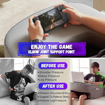 Reading Pillow for Gaming, Extra Large Laptop Pillow for Adult, Memory Foam Lap Desk Gaming Pillow for Reading, Working, Playing Steam Deck Switch or Sitting in Bed Floor Sofa(Grey)