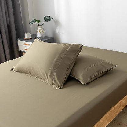 Bella Coterie | Luxury Standard Size Pillowcase Set | 100% Organically Grown Bamboo Viscose | Ultra Soft | Cooling | 2 Pcs [Olive]