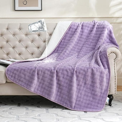 Waterproof Blanket for Bed Couch Sofa Car, Soft Leakproof Dog Blanket with 3D Bubble Pattern, Reversible Water Proof Pet Blankets for Dogs Cats Puppies (50"x60", Dusty Purple)