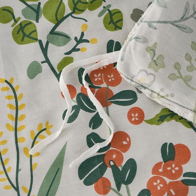 Jane yre Twin Duvet Cover Set Floral Soft Cotton 3 Pieces Bedding Set Chic Floral Garden Fresh Style Green Leaf Twin Flower Duvet Cover with Zipper Closure Luxury Breathable Comfy