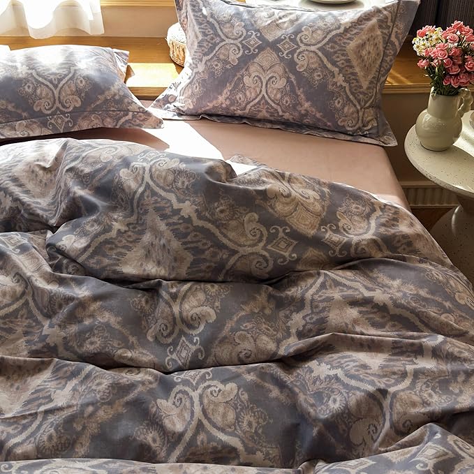 AOJIM Romantic Style Unique Pattern Duvet Cover Set for Kids Adults, Pure Cotton Soft Comforter Cover Set 3pcs, 1 Multicolored AB Version Quilt Cover Queen Size and 2 Matching Pillowcases, No Quilt